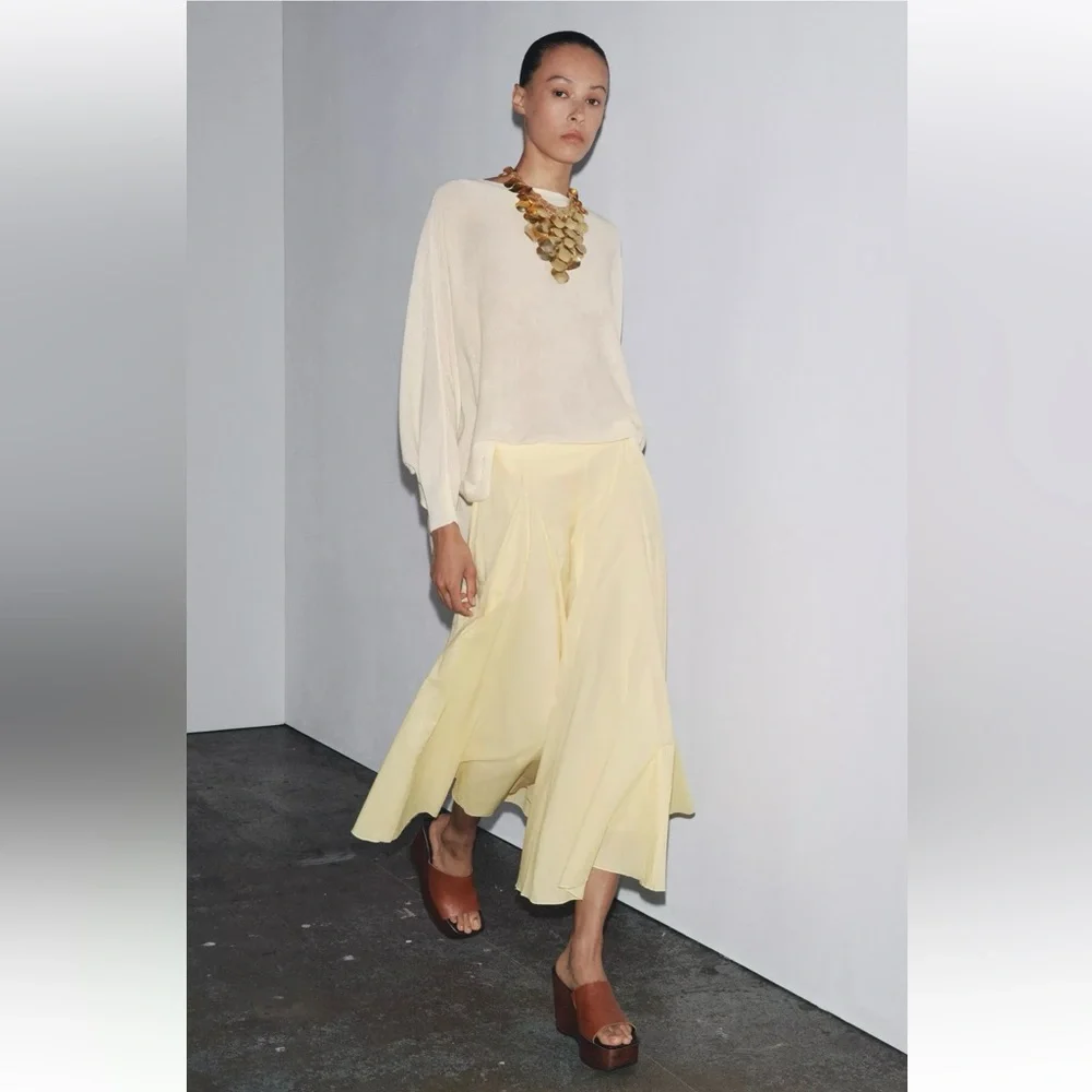 New ZARA Flared Midi Skirt